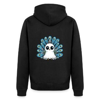 Peacock Bird Halloween Comic Ghost - Unisex Premium Organic Zip Hoodie - black - Back - Nico (187cm)