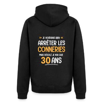 30 ans cadeau d anniversaire 30 ans Drôle - Veste à capuche bio Premium Unisexe - noir - Dos - Nico (187cm)