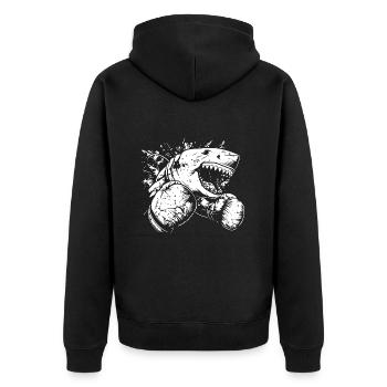 Hai Boxer Boxen MMA Kampfsport - Unisex Premium Bio Zip Hoodie - Schwarz - Hinten - Nico (187cm)