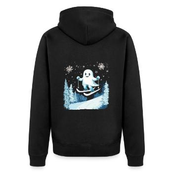 Geist Skifahrer Halloween - Unisex Premium Bio Zip Hoodie - Schwarz - Hinten - Nico (187cm)
