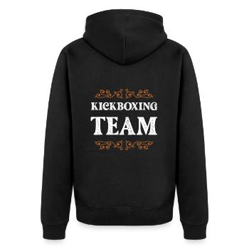 Kickboxing Crew - Unisex Premium Organic Zip Hoodie - black - Back - Nico (187cm)