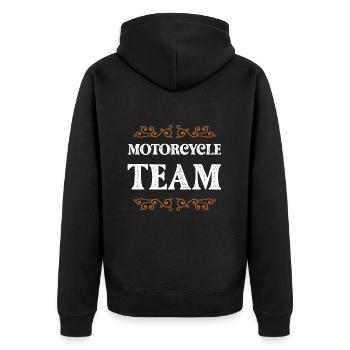 Motorcycle Crew - Unisex Premium Bio Zip Hoodie - Schwarz - Hinten - Nico (187cm)