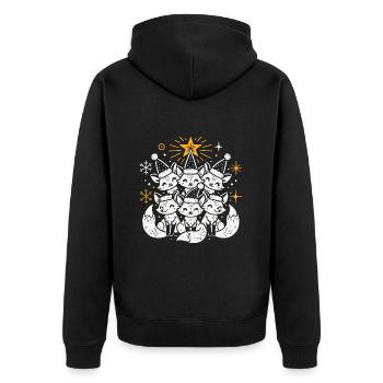 Fuchs Weihnachten Wald - Unisex Premium Bio Zip Hoodie - Schwarz - Hinten - Nico (187cm)