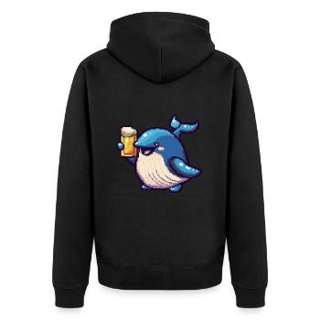 Whale Pixel Beer - Unisex Premium Organic Zip Hoodie - black - Back - Nico (187cm)