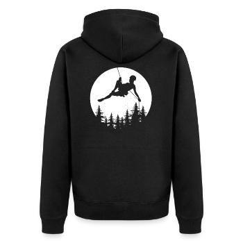 Moon climber climbing rappel gift mountains - Unisex Premium Organic Zip Hoodie - black - Back - Nico (187cm)