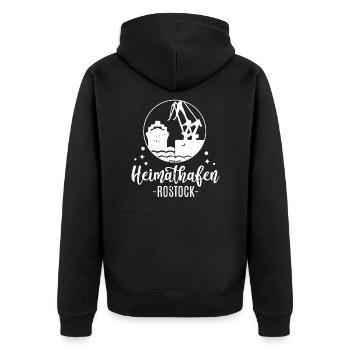Heimathafen Rostock - Unisex Premium Bio Zip Hoodie - Schwarz - Hinten - Nico (187cm)