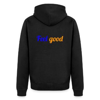 FEEL GOOD - Citation pour le bien être - Veste à capuche bio Premium Unisexe - noir - Dos - Nico (187cm)