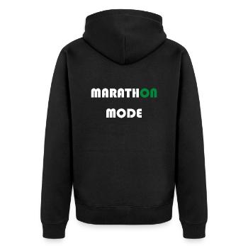 Triathlon Swim Bike Run Marathon - Unisex Premium Bio Zip Hoodie - Schwarz - Hinten - Nico (187cm)