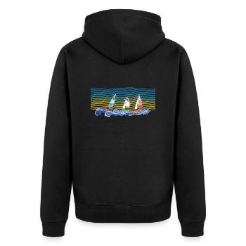 Segelboote - Unisex Premium Bio Zip Hoodie - Schwarz - Hinten - Nico (187cm)