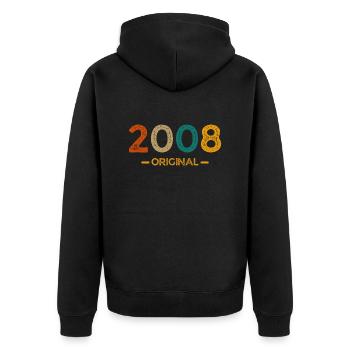 Original 2008 - Unisex Premium Bio Zip Hoodie - Schwarz - Hinten - Nico (187cm)