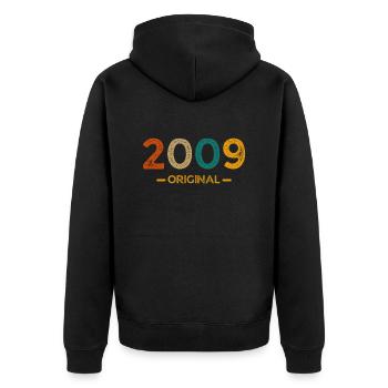 2009 original - Unisex Premium Organic Zip Hoodie - black - Back - Nico (187cm)