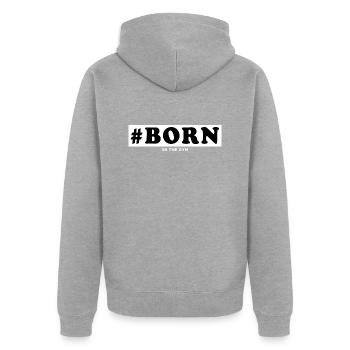 #Born Dans le gymnase Fitness Sport Training Gift - Veste à capuche bio Premium Unisexe - gris chiné - Dos - Nico (187cm)