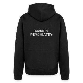 Made In Psychiatry - Unisex Premium Organic Zip Hoodie - black - Back - Nico (187cm)