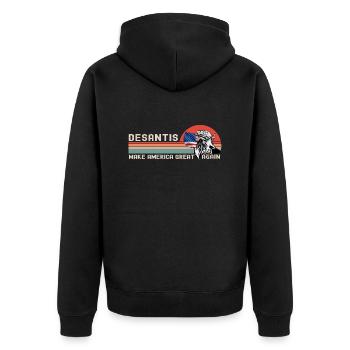 Ron DeSantis 2024 - Make America Florida, USA - Unisex Premium Organic Zip Hoodie - black - Back - Nico (187cm)