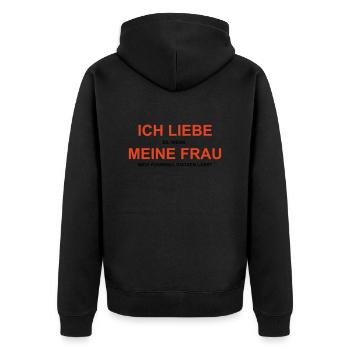 Cooles „Ich Liebe Meine Frau“ Design für Männer - Unisex Premium Bio Zip Hoodie - Schwarz - Hinten - Nico (187cm)