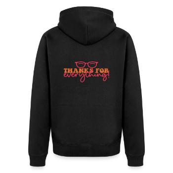 Thanks for everything! - Unisex Premium Bio Zip Hoodie - Schwarz - Hinten - Nico (187cm)
