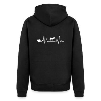 Herzschlag EKG Linie Esel - Unisex Premium Bio Zip Hoodie - Schwarz - Hinten - Nico (187cm)
