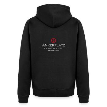 Ankerplatz Bremerhaven - Unisex Premium Bio Zip Hoodie - Schwarz - Hinten - Nico (187cm)