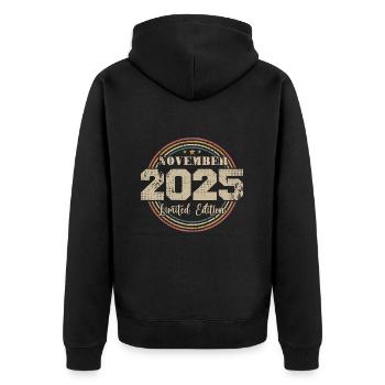 Cadeau D'anniversaire, Vintage Né En Novembre 2025 - Veste à capuche bio Premium Unisexe - noir - Dos - Nico (187cm)