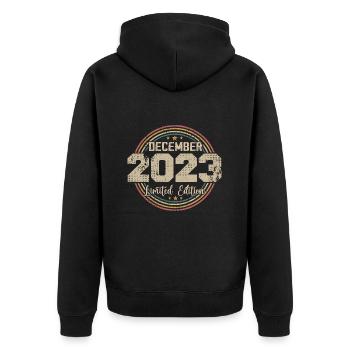 Die Legenden wurden im Dezember 2023 - 2023 geboren - Unisex Premium Bio Zip Hoodie - Schwarz - Hinten - Nico (187cm)