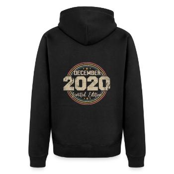 Die Legenden wurden im Dezember 2020 - 2020 geboren - Unisex Premium Bio Zip Hoodie - Schwarz - Hinten - Nico (187cm)