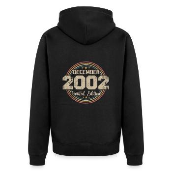 Die Legenden wurden im Dezember 2002 - 2002 geboren - Unisex Premium Bio Zip Hoodie - Schwarz - Hinten - Nico (187cm)