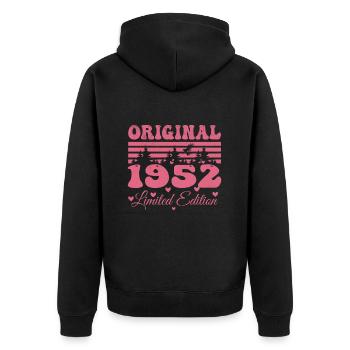 Women's 72nd Birthday Gift 1952 | Born in 1952 - Unisex Premium Organic Zip Hoodie - black - Back - Nico (187cm)