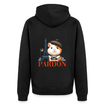Niedlicher Meerschweinchen-Fotograf Paris - Unisex Premium Bio Zip Hoodie - Schwarz - Hinten - Nico (187cm)