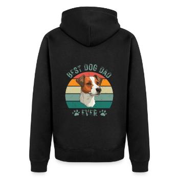 Jack Russel Terrier Chien Chiens Papa Fête des Pères Rétro - Veste à capuche bio Premium Unisexe - noir - Dos - Nico (187cm)