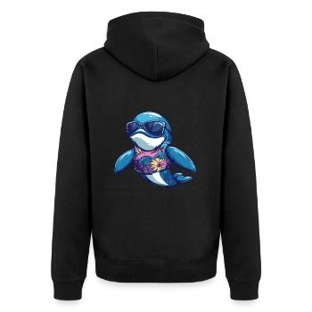 Wal Lustig Sommer - Unisex Premium Bio Zip Hoodie - Schwarz - Hinten - Nico (187cm)