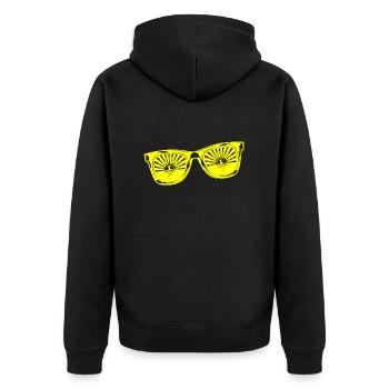 Sonnenbrille Sommer süß Happy Beach Ocean Surf - Unisex Premium Bio Zip Hoodie - Schwarz - Hinten - Nico (187cm)