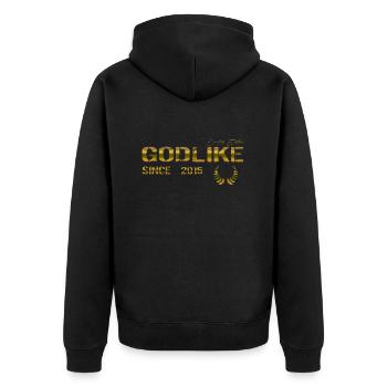 Godlike since 2015 - Unisex Premium Bio Zip Hoodie - Schwarz - Hinten - Nico (187cm)