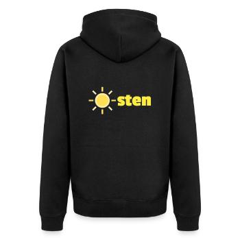 Osten - Unisex Premium Bio Zip Hoodie - Schwarz - Hinten - Nico (187cm)