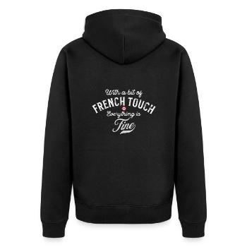 With a bit of French touch everything is fine - Unisex Premium Organic Zip Hoodie - black - Back - Nico (187cm)