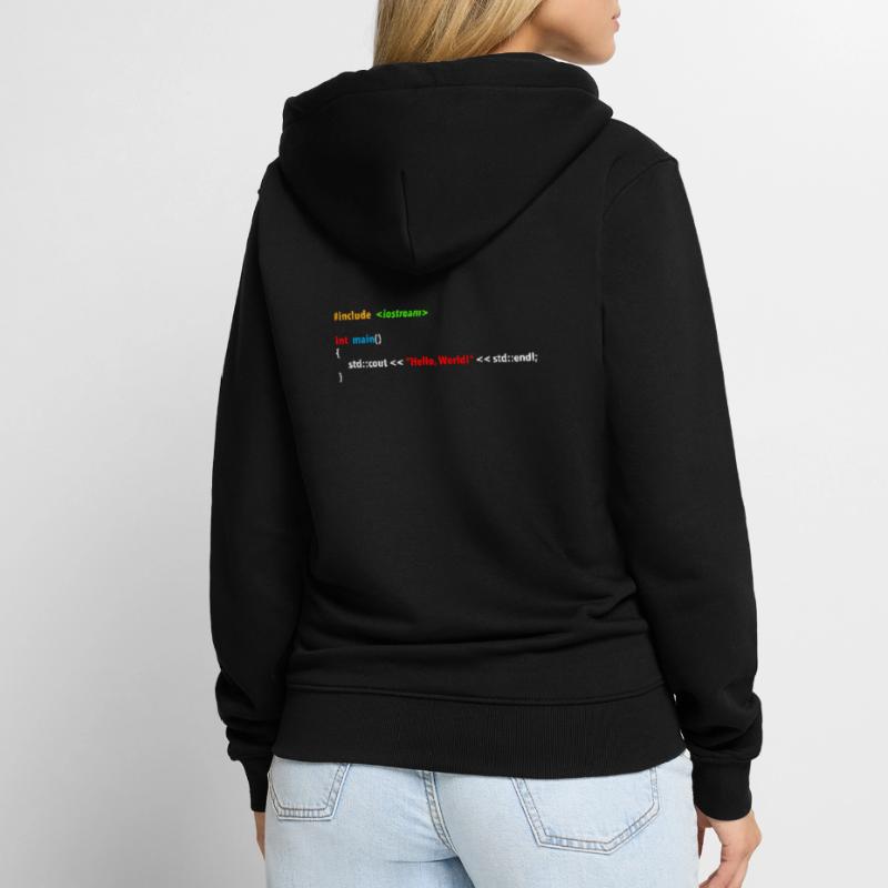 Hello World Code Unisex Premium Bio Zip Hoodie