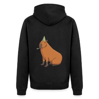Anniversaire de Capybara - Veste à capuche bio Premium Unisexe - noir - Dos - Nico (187cm)