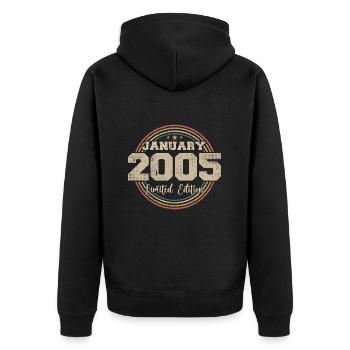 Les légendes sont nées en janvier 2005 - Veste à capuche bio Premium Unisexe - noir - Dos - Nico (187cm)