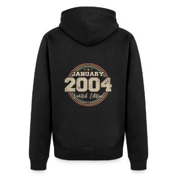 Die Legenden wurden im Januar 2004 geboren - Unisex Premium Bio Zip Hoodie - Schwarz - Hinten - Nico (187cm)