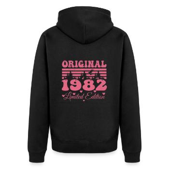 Cadeau 42e Anniversaire 1982 Femme | Né en 1982 - Veste à capuche bio Premium Unisexe - noir - Dos - Nico (187cm)