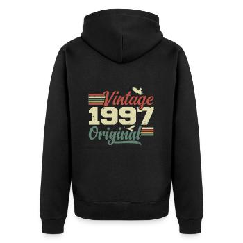 Vintage 1997 Retro 1997 Anniversary Gift - Unisex Premium Organic Zip Hoodie - black - Back - Nico (187cm)