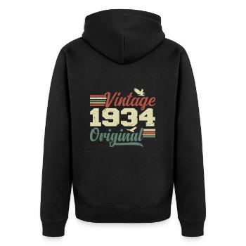Vintage 1934 Cadeau Anniversaire 1934 Retro - Veste à capuche bio Premium Unisexe - noir - Dos - Nico (187cm)