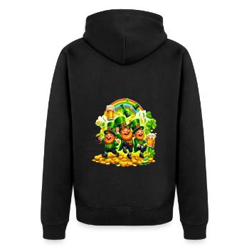 Lutin-arc-en-ciel (Lutin-du-Irlandais - Veste à capuche bio Premium Unisexe - noir - Dos - Nico (187cm)