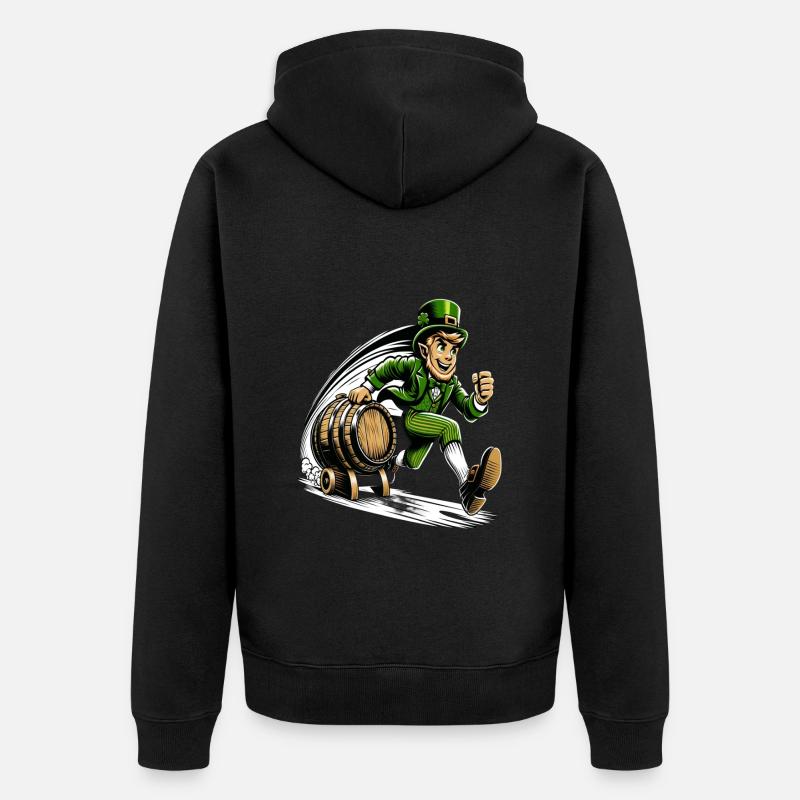Running Leprechaun (Leprechaun irlandais) - Veste à capuche bio Premium Unisexe - noir