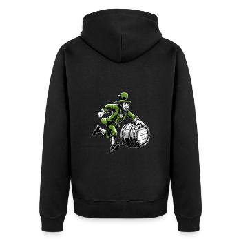 Leprechaun poussant le tonneau (Leprechaun irlandais) - Veste à capuche bio Premium Unisexe - noir - Dos - Nico (187cm)