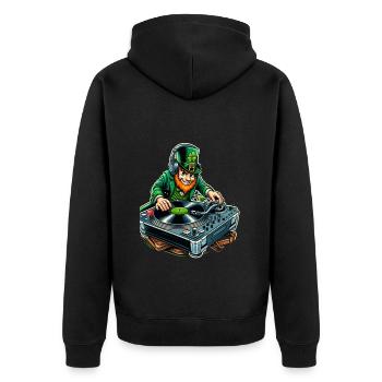 DJ Leprechaun (Leprechaun irlandais) - Veste à capuche bio Premium Unisexe - noir - Dos - Nico (187cm)