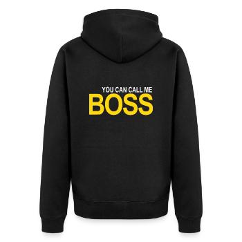 call me BOSS - Unisex Premium Organic Zip Hoodie - black - Back - Nico (187cm)