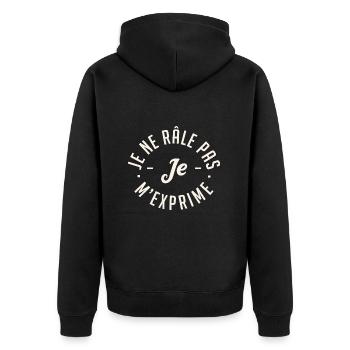 Je ne râle pas je m'exprime - Veste à capuche bio Premium Unisexe - noir - Dos - Nico (187cm)