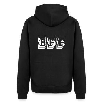 BFF Tshirt white - Unisex Premium Organic Zip Hoodie - black - Back - Nico (187cm)