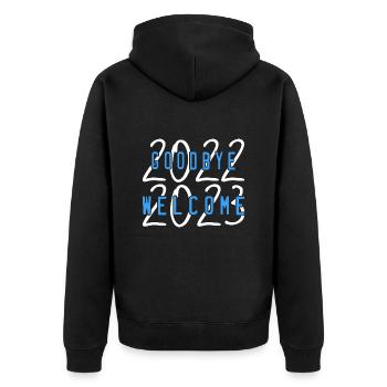 welcome 2023 - Veste à capuche bio Premium Unisexe - noir - Dos - Nico (187cm)