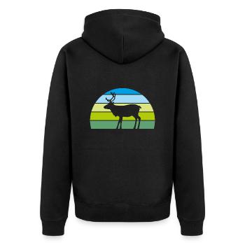 Silhouette eines Rentiers - Unisex Premium Bio Zip Hoodie - Schwarz - Hinten - Nico (187cm)